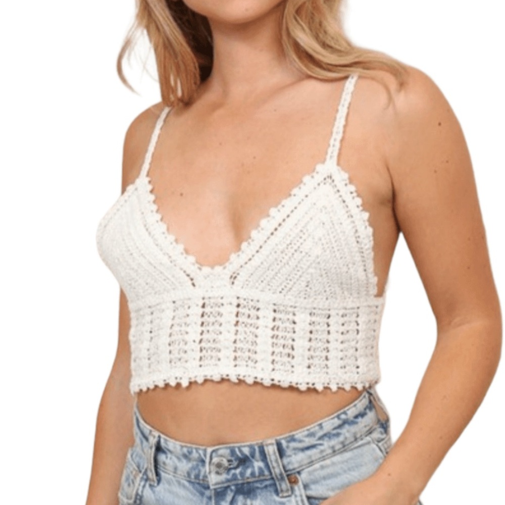 Hem & Thread Boho Crochet Women’s Crop Top Bra size S